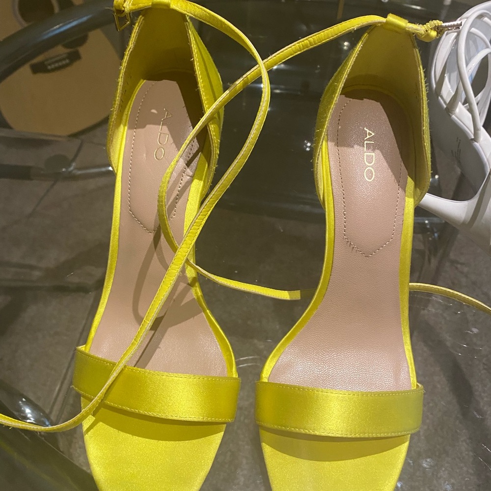 Aldo neon green strappy heel